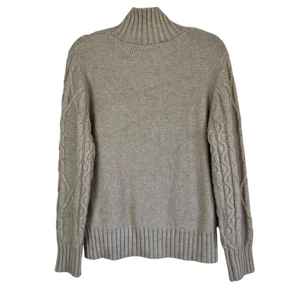 Cupcakes & Cashmere Sz XL Mock Neck Cable Knit Sweater Bobbles Heathered Oatmeal - Picture 4 of 16